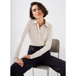 Mint Velvet Neutral Whipstitch Polo Top